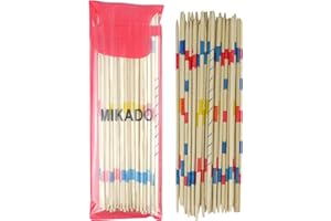 HENBRANDT 1 x Mikado Sticks 41pcs Traditional Family Games Wooden Pickup Sticks Set Table Top Board Game Wooden Toys for Kids