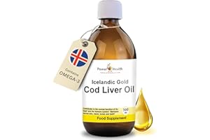 Icelandic Gold Cod Liver Oil Liquid (Pack of 1) by Power Health | 500ml of Premium Omega 3 Fish Oil with Vitamin A and D | Codliver Oil with Omega 3 Essential Fatty acids, Including EPA and DHA