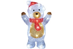 Deuba Oso Acrílico LED 30x19x11,5cm Adorno Figura Decoración Iluminada Navideña Interior Exterior Protección IP44