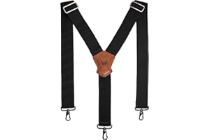 WELKINLAND 2-Inch Y-Back Heavy-Duty Men's Suspenders With Hooks for Pants and Jeans in Black
