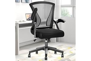 YONISEE Desk Chair - Ergonomic Office Chair with Flip-up Armrest & Lumbar Support & Adjustable Height, Modern Conference Executive Manager Work Chair（Black）