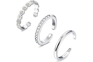 Morfetto Zehenringe 925 Sterling Silber Zehenringe für Frauen CZ Einfache Gänseblümchen verstellbare Zehenringe