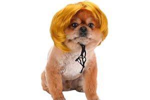 TESSVEYA Funny Hund Perücke, Katze Rollenspiel Perücke, Halloween, Weihnachten, Partys, Fest für Haustiere Perücke, kleine, mittlere und große Hunde Perücke (Gelb)