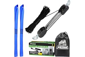 XSTRAP STANDARD Heavy-Duty 2,000LB 50 Feet Rope Hoist Pulley 1 Ton Wheel Block and Tackle System 5:1 Ratio Lifting Power with 2PK 18 Inch Soft Loops (Upgraded 50ft Black)