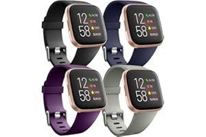 Ouwegaga Compatible con Fitbit Versa Correa/Fitbit Versa 2 Correa, Banda de Repuesto de Silicona para Fitbit Versa/Fitbit Versa Lite Correa, Pequeño Grande, 4 Pack