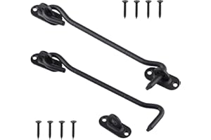 Tahbarshi 2 Pièces Crochet Porte, Crochet de Cabine Oeil Porte Loquet en Acier Inoxydable avec Vis Crochet Fermeture Porte - Noir/Argent（4/6/8inch） (Schwarz, 8inch)