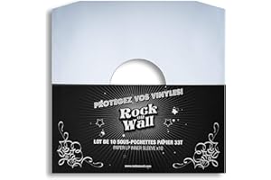 ROCK ON WALL Sous-Pochette Papier, 33T, Blanc, Lot de 10