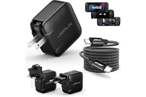 JSAUX Cargador USB C de 65W para Nintendo Switch 2 (alimenta en Modo TV), ROG Ally, Steam Deck, Tablets, Portátiles, Galaxy, Pixel – Cargador Rápido PD con Cable USB C de 2 m y Enchufes EU y UK