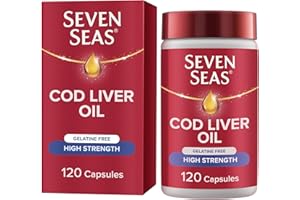 PROCTER & GAMBLE Seven Seas Cod Liver Oil High Strength Gelatine Free Omega-3 Fish Oil and Vitamin D, 120 Capsules