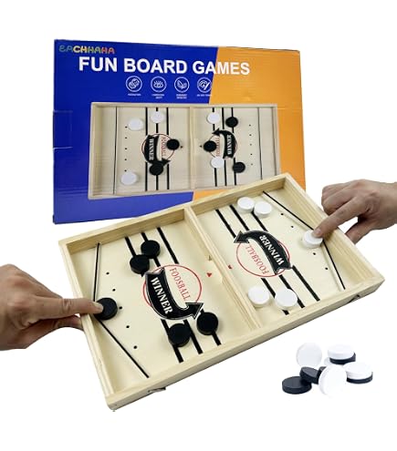 FORMIZON 2en1 Jeu de Table de Hockey Portable en Bois, Coffret Jeux de Société Famille, Jeu de Plateau de Bataille, Jeu déchecs Interactif Parent-Enfant, SlingPuck Amusant Jeu de Plateau Interactif FORMIZON 2en1 Jeu de Table de Hockey Portable en Bois, Coffret Jeux de Société Famille, Jeu de Plateau de Bataille, Jeu déchecs Interactif Parent-Enfant, SlingPuck Amusant Jeu de Plateau Interactif