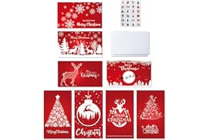 DIMETEY 16Pcs Christmas Money Wallets,Red 20 x17cm Large Xmas Greeting Card 8 Designs with Envelopes & Stickers for Cash,Gift Cards (16)