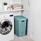 Slim Kapaklı &Ccedil;amaşır Sepeti, İnce Dar Alan Plastik Kirli &Ccedil;amaşır Kutusu, Banyo &Ccedil;amaşır Odası ve Dolap Yanı Kullanımına Uygun 