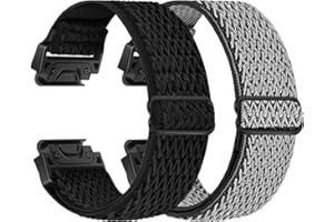 BTTNG Elastic Watch Strap for Garmin Fenix 8 43mm/epix Pro 42mm, Fenix 7S/6S/5S/Instinct 2S/D2 Delta S, QuickFit 20mm Watch Band Sport Nylon Straps for Women Men (2 PCS)