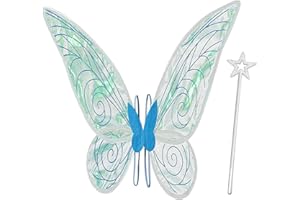 Niceyoeuk Fairy Wings for Girls Women Halloween Dress Up White Sparkle Angel Butterfly Wings Fairy Costume Halloween Cosplay Party Favor