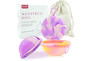JurciCat Disque menstruel Cup Menstruelle Réutilisable 100% Silicone Médical Anti-Fuite Coupe Menstruelle Avec 2 Disques menstruels De Taille(S+l) Et Des Pochettes De Rangement