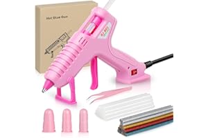 Vastar Pink Glue Gun, 60W Hot Glue Guns with 30Pcs Glue Sticks(7mmx130mm), On/Off Switch, Glue Gun for Crafting for DIY, Arts, Craft, Home Repairs, Fabric, Wood, Card