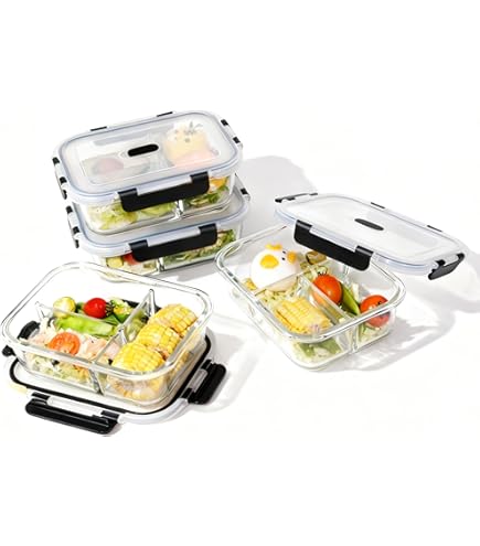 ERUIV glazen potten met deksel, (2-delig) voorraadpotten glas-620ml, vershouddozen glas met deksel, orbicular opbergdoos met deksel glas, lekvrije glazen potten, BPA-vrije voedselcontainers