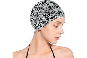 RDWESZOD Femmes Filles Silicone Bonnet de Bain, imperméable Floral imprimé Long Hair Swim Cap