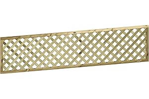 PREMIER GARDEN SUPPLIES Urdan Diamond 6x1.5ft (W: 6ft x H: 1.5ft) Fully Framed Smooth-Planed Modern Decorative Pressure-Treated Trellis Panel Thick/Strong Laths 45mm Holes Width 1828mm x Height: 452mm