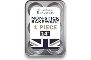 Chabrias Ltd 6 Cup Large Yorkshire Pudding Tray, Non-Stick Baking Tin for Traditional Roasts, Heavy Duty, Easy Clean, Oven Safe, Made in England, Ideal for Crispy and Even Bakes