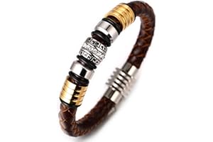 Halukakah ● Jazz ● męska bransoletka z prawdziwej skóry tytanowa magentic zapięcie 8,46 cala (21,5 cm) z bezpłatnym pudełkiem prezentowym