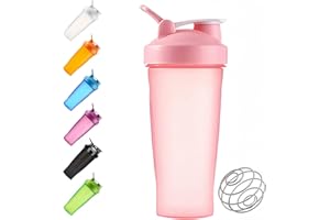 TOCED Protein Shaker Bottle 600ml, Secure Leakproof Protein Shake Mixer Bottle, Steel Mixing Ball For Lump Free Smooth Shake, Easy To Clean, BPA Free, Dishwasher Safe for Gym & Sports Shaker Bottle (Pink)