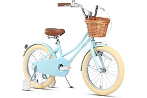 Glerc Bicicletta da ragazza con cestino per bambini da 2 a 12 anni, 12 14 16 20 pollici con campanello e stabilizzatori, colori multipli