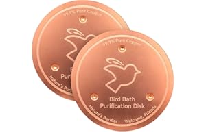 Disco pulito per vasca per uccelli in rame puro al 99,99%, 2 pezzi, Mellbree 0,6 mm di spessore, design autopulente, mantiene l'acqua fresca tutto l'anno, misura universale per vasche per uccelli e