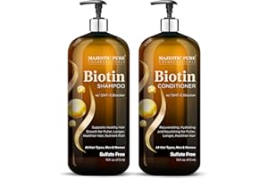 MAJESTIC PURE Biotin Shampoo and Conditioner Set with DHT Blocker Complex - Hydrating, Nourishing & Supporting Healthy Hair, Sulfate Free, for Men & Women - 16 fl oz each