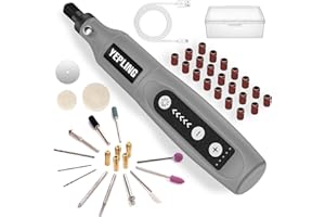 YEPLING Cordless Rotary Tool, 3.7V Li-ion Electric DIY Mini Grinder Kit with Front LED Work Light, 5 Variable Speed, 42pcs Accessories USB Charging Multi-Tool Perfect for Nail Polishing and Light Duty