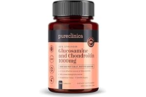 PURECLINICA Glucosamin HCL & Chondroitin 1000 mg x 180 Tabletten (Vorrat für 6 Monate). Am wirksamsten und biologisch aktivsten: Chondroitin 90%, Glucosamin HCL 83,1%