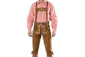 Bayersk premium herrkostymläderbyxor, traditionella läderbyxor med remmar, original i mörkbrun/medelbrun/svart, oktoberfest, storlek 44–60