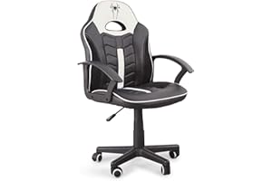 Home Heavenly®- Silla Gaming Win, Silla giratoria para niños, niñas, sillón Gamer con Ruedas ergonómico diseño Moderno, para Estudio, habitación Juvenil Escritorio, en tamaño pequeño (Blanco)