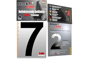 ‎MDS BRAND MDS Brand Design Reflektierende 10cm Zahlen Aufkleber | LKW Marking Grade Reflektoren für Hausnummer & Mülltonnen klebezahlen Reflex (7-Black)