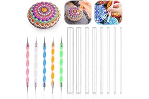SUWIWKKOA Mandala Art Dotting Tools, 13 Pcs Rock Painting Kit Mandala Ball Stylus Dotting Tools Nail Art Pens Acrylic Rods Paint Tray Dotting Tools for DIY Stone Drawing Polymer Clay Pottery Craft