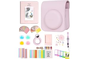 AISNYHO Zestaw akcesoriów 12 w 1 do aparatu natychmiastowego Fujifilm Instax Mini 12 z etui na aparat fotograficzny + album fotograficzny i ramki + naklejka DIY + obiektyw selfie + wisząca ramka na ścianę +