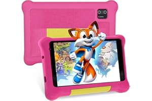 Fullant 7 Zoll Kinder-Tablet, Android 12 Kleinkinder-Tablets, 32GB ROM, IPS HD Display, Kindersicherung, Bluetooth, Kinder-Tablet mit kindersicherem Gehäuse (rosa)