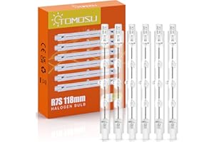 Tomosu 6 Pezzi Lampadina Alogena 118mm 230W, Dimmerabili Lampadine Alogene R7s 4650LM Bianca Caldo 2800K, J118 Lampadina Alogena Lineare per lampade da pavimento, luci del paesaggio, lampione