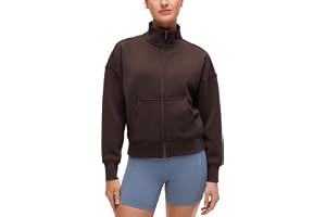 CRZ YOGA SoftAura Heldragkedja Tröjor | Persiko-Fuzz-textur, Avslappnad, Klassisk passform, Fickor, Trattringning, Mjukisbyxo