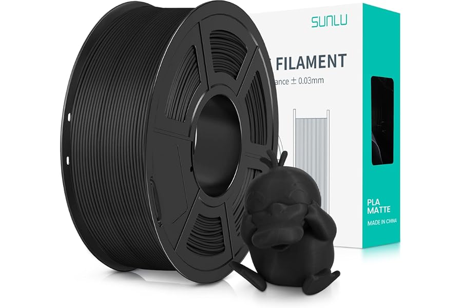 SUNLU Matte PLA Filament 1.75mm Schwarz, 3D Drucker Filament PLA | Neatly Wound Filament, Einfach zu Bedienen, 1kg(2.2lbs) Spule PLA Filament für FDM 3D Drucker, Matte Schwarz