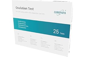 EUROPAPA® Healthcare Test di Ovulazione da 25 pezzi per l'ovulazione, test di fertilità per le donne, sensibilità da 25 mIU/Ml