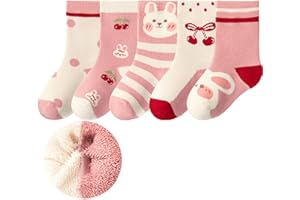 HIMCUS 5 Pairs Kids Boys Girl Thermal Calf Cotton Cute Animals Socks Baby Toddler Winter Warm Novelty Socks