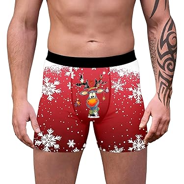 Générique Grappige mannen 3D-print Boxers Kerst Slips Lelijk Kerstpatroon Vakantie Nieuwigheid Shorts Ondergoed Gag Cadeau Slips Heren, Felroze, L