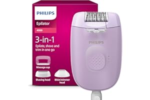Philips Epilierer Series 4000, kabelgebundener Epilierer für Körper und Bikinizone, rasieren und trimmen, Haarentferner für Damen, Modell BRE257/00