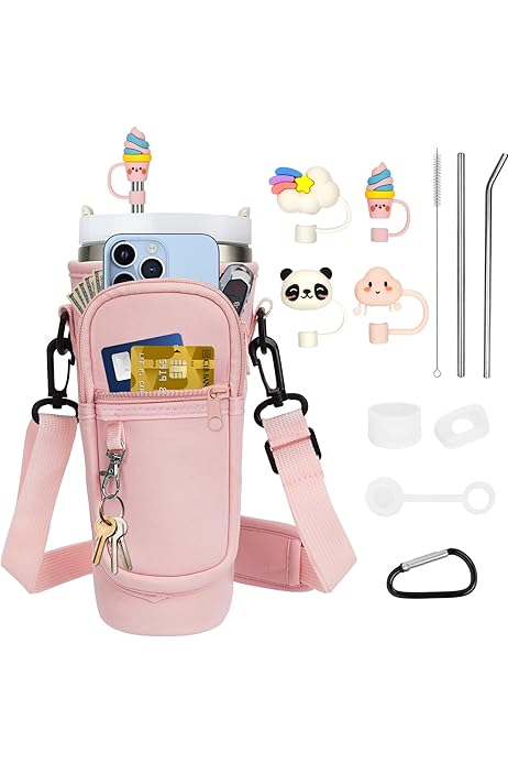 Sac De Transport Pour Bouteille D'eau Avec Poche Tactile Pour Gobelet Stanley De 1200 Ml, Tasse Simple Et Moderne Avec Bandoulière Réglable, Sac Porte-bouteille D'eau Pour Téléphone, Carte, Clés