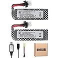 OooSure 2 pcs 7.4V 1400mAh 25C 501855 Lipo Airsoft Gun Batteries with 2S Charging Cable and SM2P to Mini Tamiya Switch Cable for Airsoft Gel Guns