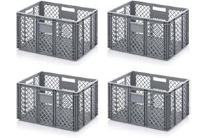 KISTENKIND 4 x Baker's Crates Catering Box 60 x 40 x 32 Openwork with Free Ruler Set of 4