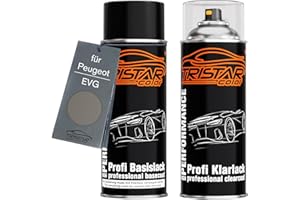TRISTARcolor Pintura automotriz Set de botes de spray para Peugeot EVG Vapor Grey Metallic Pintura base pintura transparente aerosol 400 ml