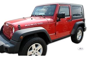 J&J Automotive | Deflettori D'Aria Antiturbo Per Wrangler 2007-2018, Set di 2 Pz, Nero, Antivento, Antipioggia, Fume' Oscurati