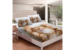 HOMEMISSING Cat Pet Cats 3D Animal Bedding Sheet for Kids Boys Girls Cute Kitten Fitted Sheet 3Pcs Double Size
